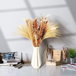 Pampas Grass Boho Decor, 35 Pcs Natural Dried Flowers, 17inch, Fluffy and Beautiful, for Home Décor and Wedding Floral Arr...
