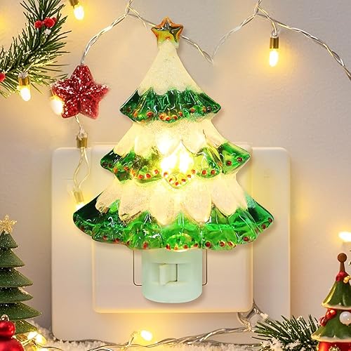 MUMTOP Luces nocturnas de Navidad que se enchufan a la pared, luz nocturna de árbol de Navidad, luz nocturna para dormitorio de Navidad o baño,