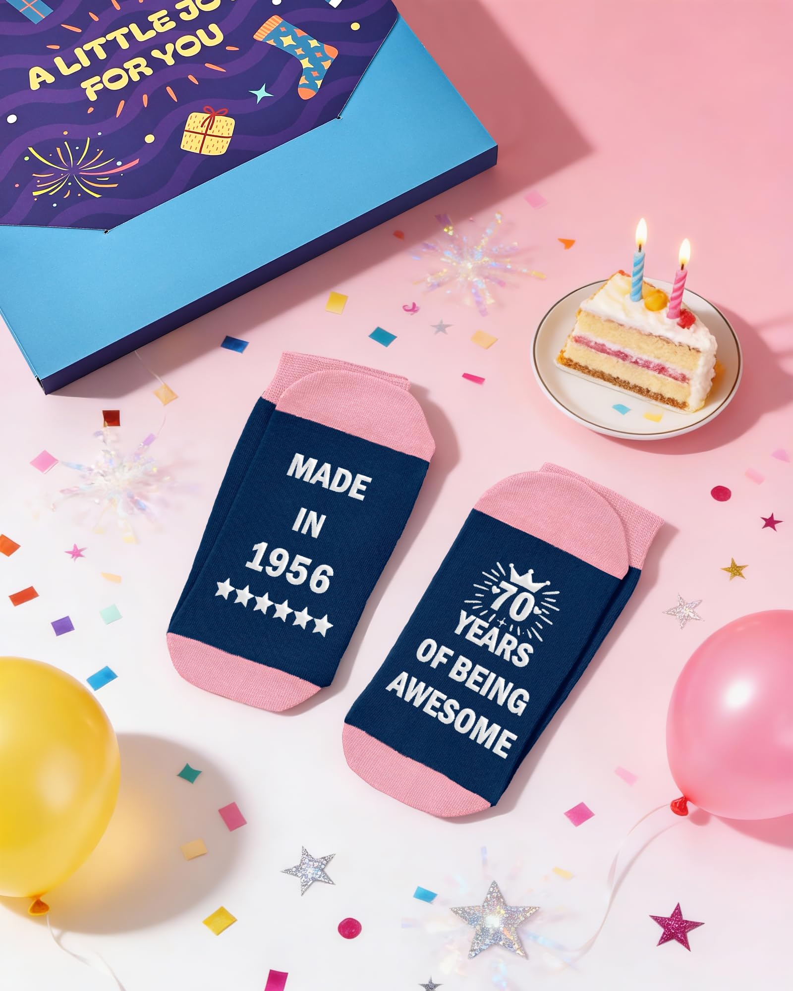 Belloxis Funny Birthday Gifts for Women, Non-Slip Cotton Crew Socks, 30th 40th 50th 60th 70th Gifts for Her Birthday