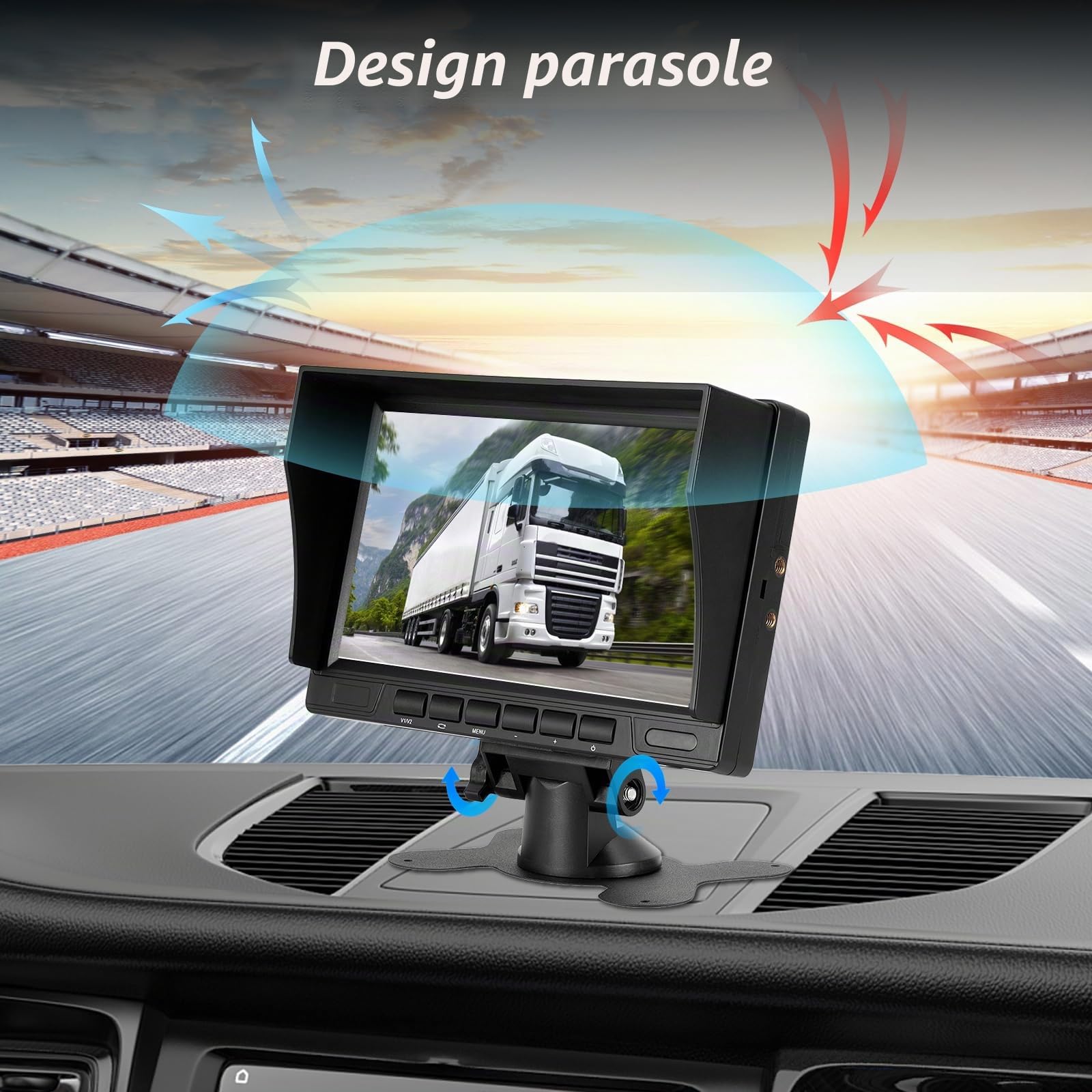 NHOPEEW Monitor Kit con Telecamera da 7 pollici con Telecamera di Retromarcia 1080P - Impermeabile IP69 / Visione Notturna Super/Ampio Angolo - Kit Monitor per Camion/Autobus/Rimorchi/Camper
