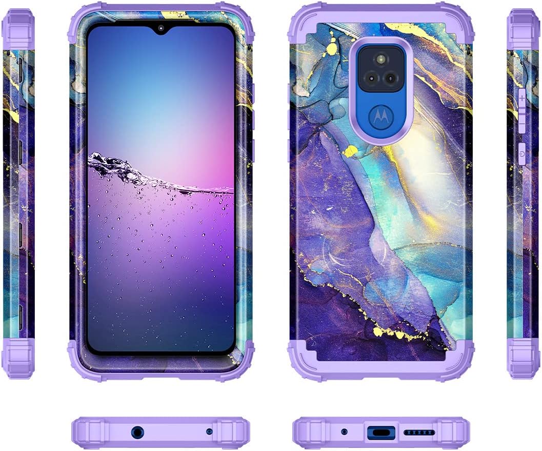 Rancase Compatible with Moto G Play 2021 Case,Three Layer Heavy Duty Shockproof Protection Hard Plastic Bumper +Soft Silicone Rubber Protective Case for Motorola G Play 2021,Purple