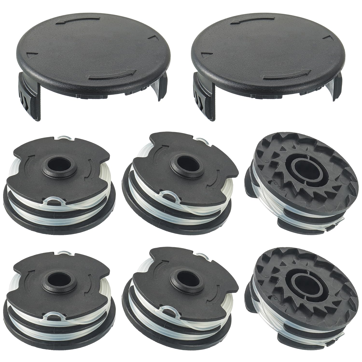Jamher 6 Pack Replacement Spool And 2 Pack Spool Cover, Compatible With Parkside Lidl Prt 550 A1, B2, C3; Prta 20-Li C3 Replacement 2 X 4M 1.6 Mm (6 Spool+ 2 Spool Cover)