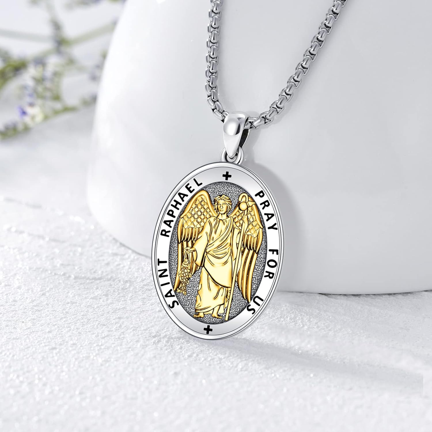 Eusense Saint Necklace Sterling Silver 925 Protection Jewelry for Men Women Patron St Medals Amulet Pendant - Image 5