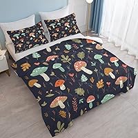 Vista 59 de SOULZZZ Juego de ropa de cama retro hippie tamaño matrimonial, edredón floral de hongos margaritas para niñas y mujeres, edredón negro con 2 fundas