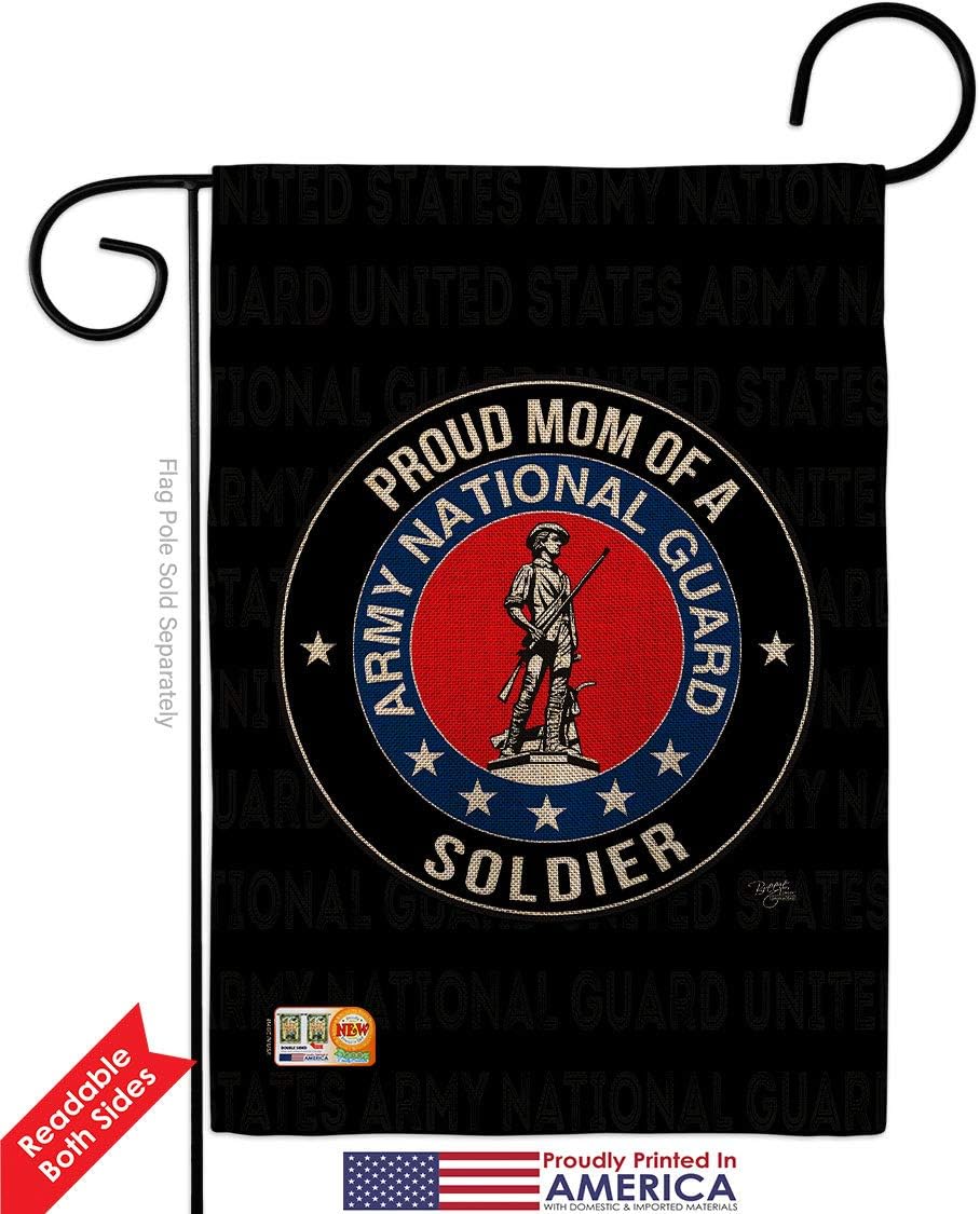Army Proud Mom Soldier Burlap Garden Flag Set Wall Holder Armed Forces ANG United State American Military Veteran Retire Official Small Gift Yard House Banner Double-Sided Made In USA 13 X 18.5