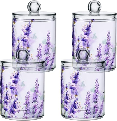 Vista 55 de Paquete de 2 recipientes de almacenamiento de mármol turquesa para baño, juego de tarros de boticario de plástico acrílico, organizador