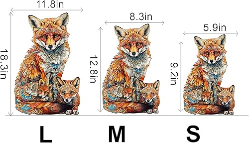 Miniatura 6 de WOODBESTS Rompecabezas de madera para adultos, rompecabezas de la familia Fox (L, 300 piezas, 18.3 x 11.8 pulgadas), hermosa caja de madera,