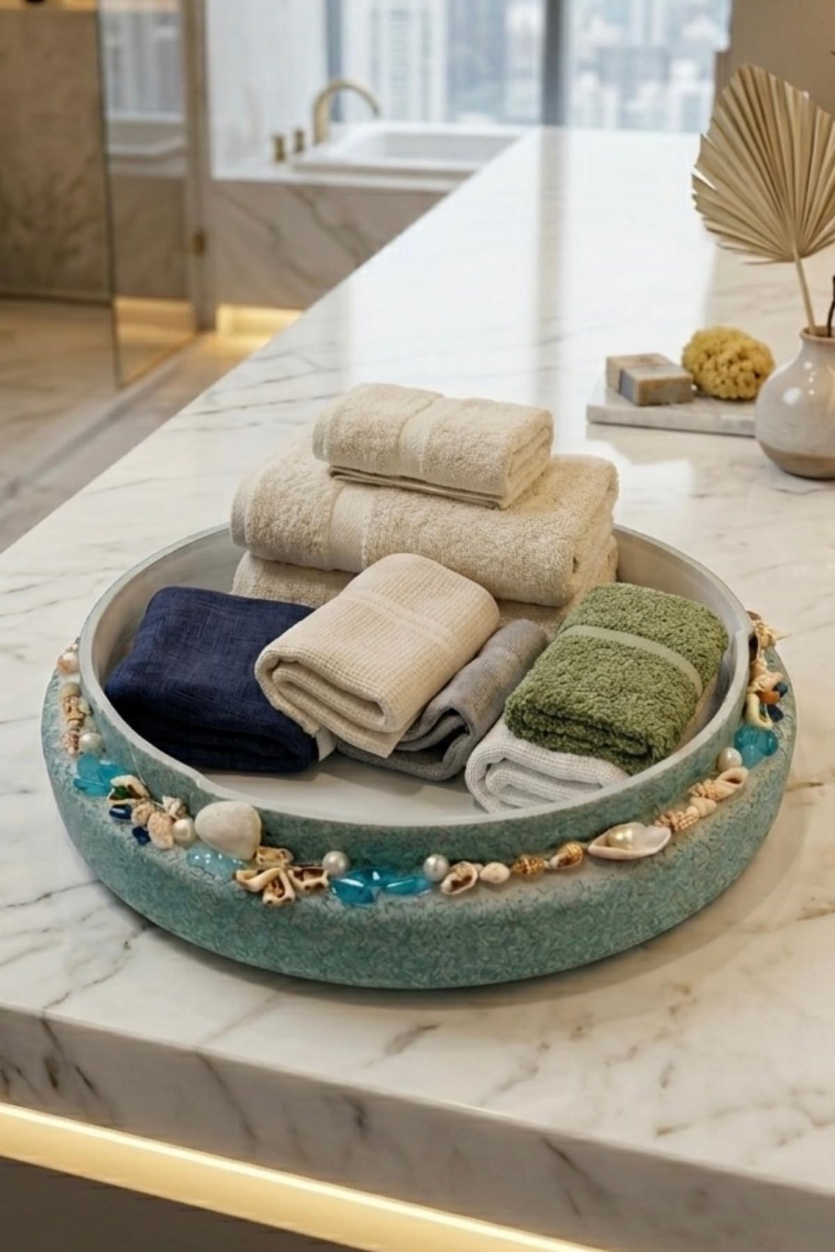 Dekoratif Deniz Kabuklu Banyo Düzenleyici Kase