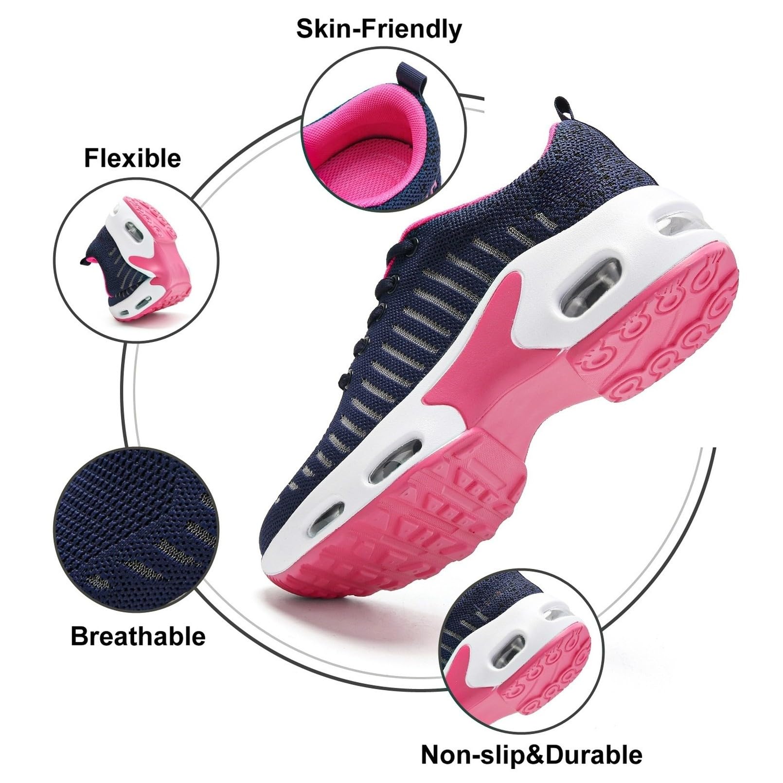 Myztra Femme Baskets Running Coussin Amortissant | Marche, Amortissantes, Légères, Respirantes, Antidérapantes, Confortables, Fitness, Gym, Jogging, Quotidien