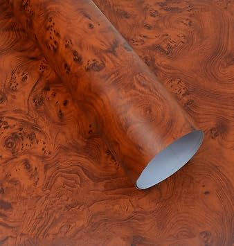 Moyishi Wood Grain Vinyl Sticker Decal Roll Car Interior Home Office Furniture DIY Film Wrap 40cmx100cm/15.7x39.3 Orange