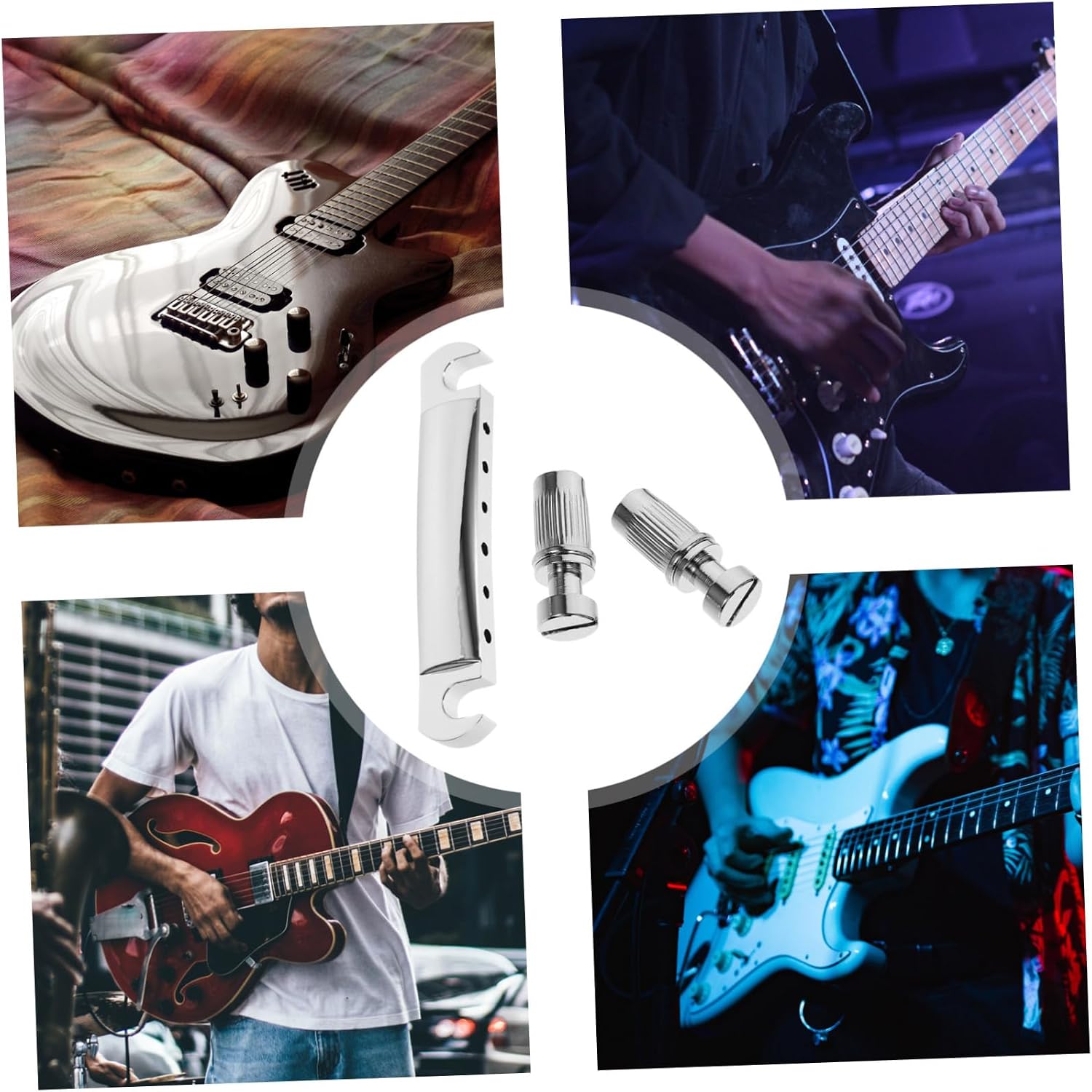 Silver Guitar Roller Saddle Bridge Tailpiece Parts for Electric Guitars Easy to Install Durable Luthier Tools for Lovers and Musicians