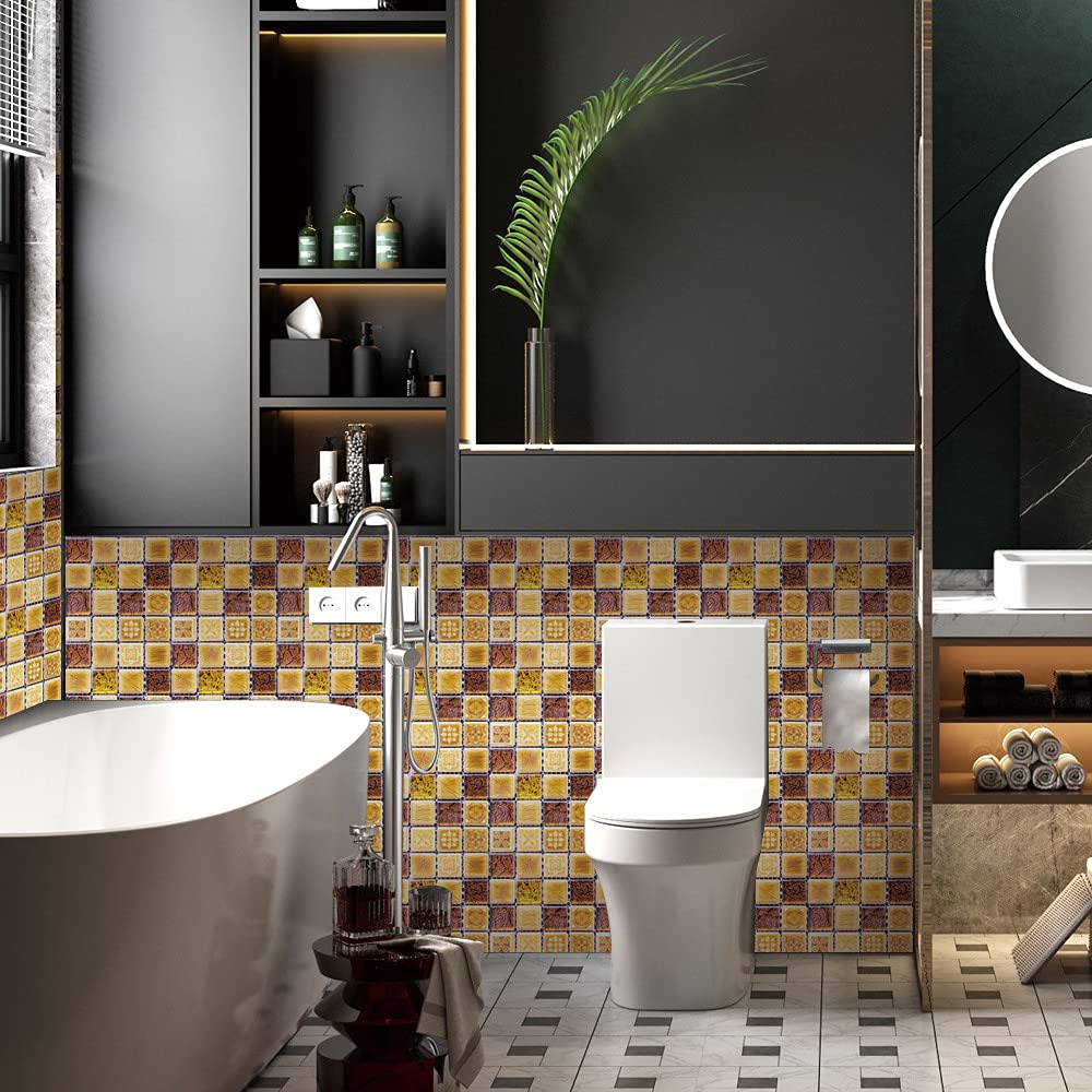 Hiseng Rectangle Adhésive Décorative à Carreaux Pour Salle