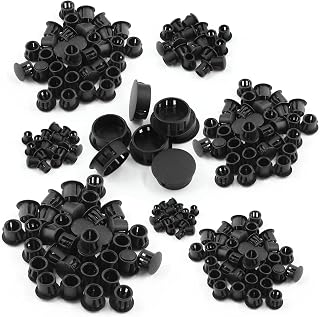 Suiwotin 350pcs 8 Sizes Plastic Hole Plugs Assortment, Flush Type Snap in Locking Tube Hole Plugs, 3/16", 1/4", 5/16", 3/8", 1/2", 5/8", 3/4", 1" Furniture Post Pipe Insert End Caps (Black)