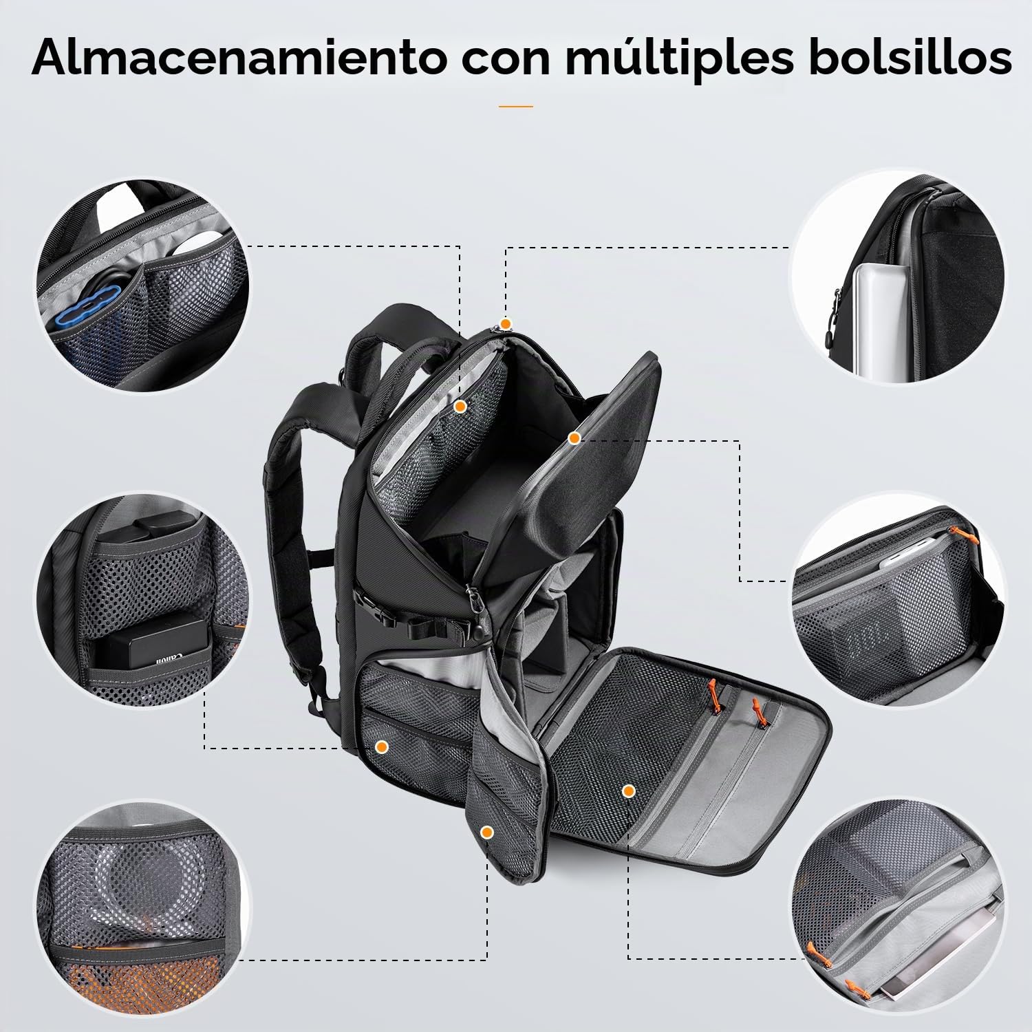 K&F CONCEPT Mochila rígida para cámara de 20 L, Soporte para trípode y Compartimento para Laptop