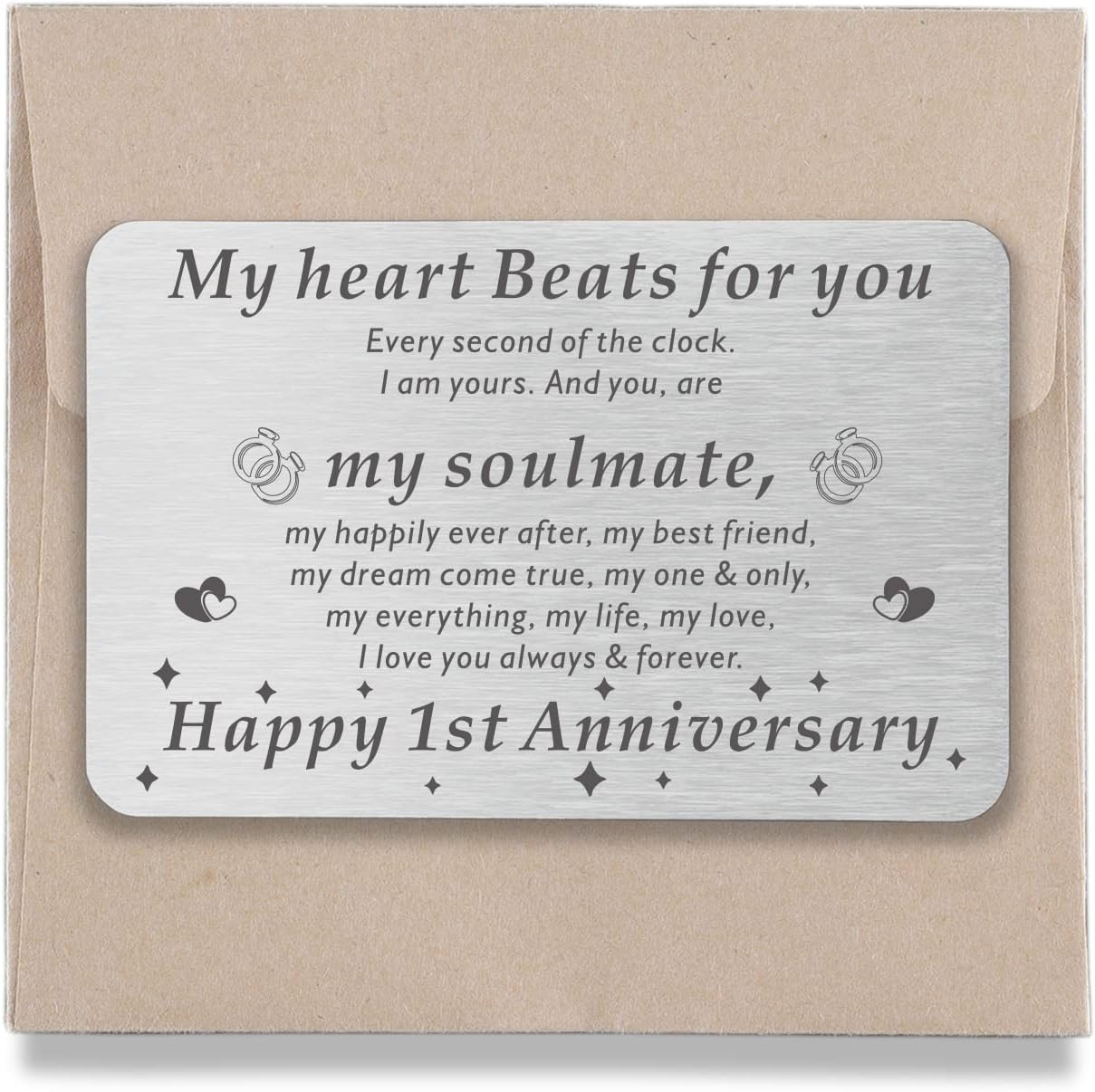 1 año aniversario 1er boda regalos románticos para marido, esposa, novio, novia, billetera de metal, tarjeta de hierro para él, tarjetas de