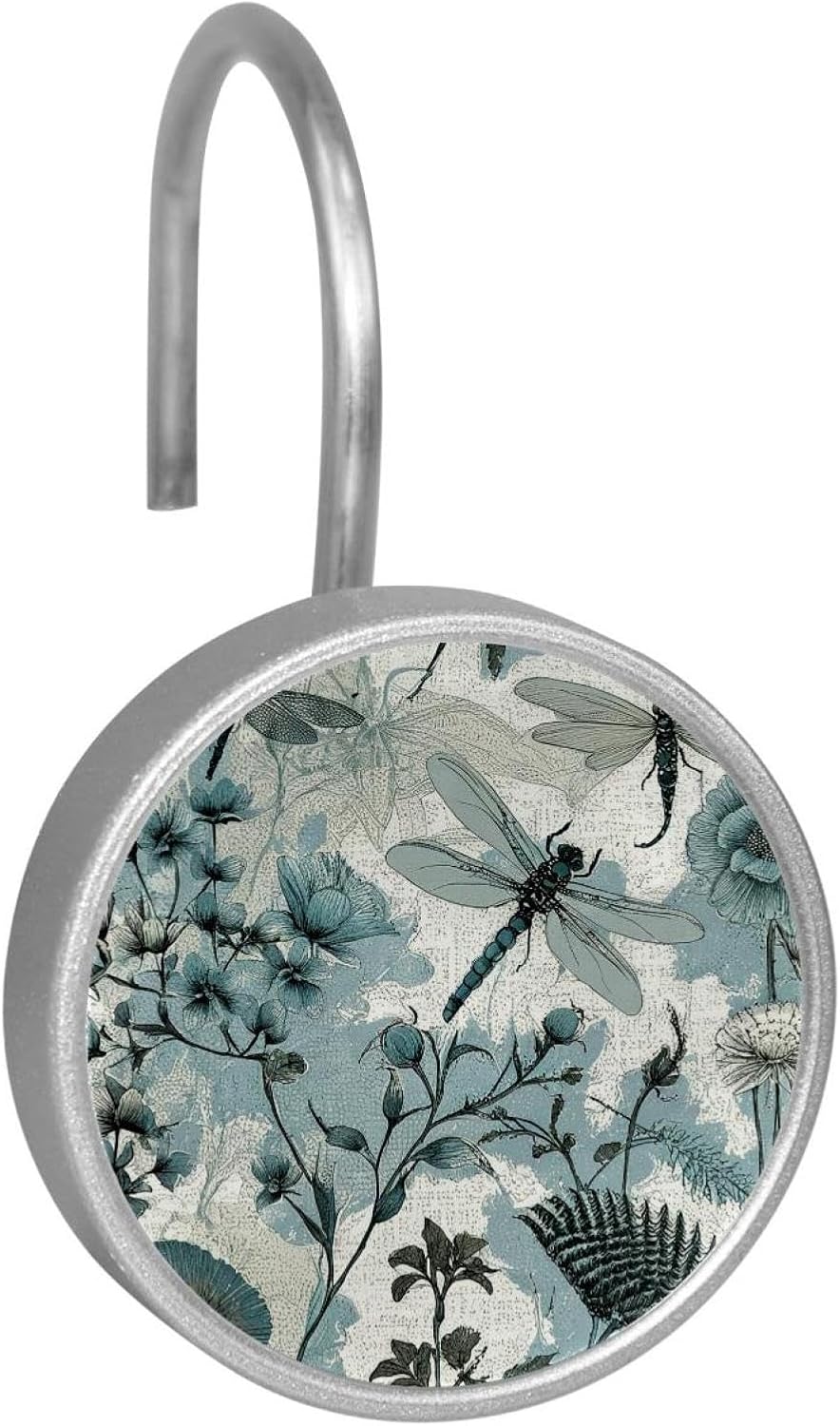 Watercolor Art Dragonfly Decorative Shower Curtain Hooks Rings, Shower Hooks for Bathroom Shower Rods Curtains, 12pcs Shower Curtain Hooks