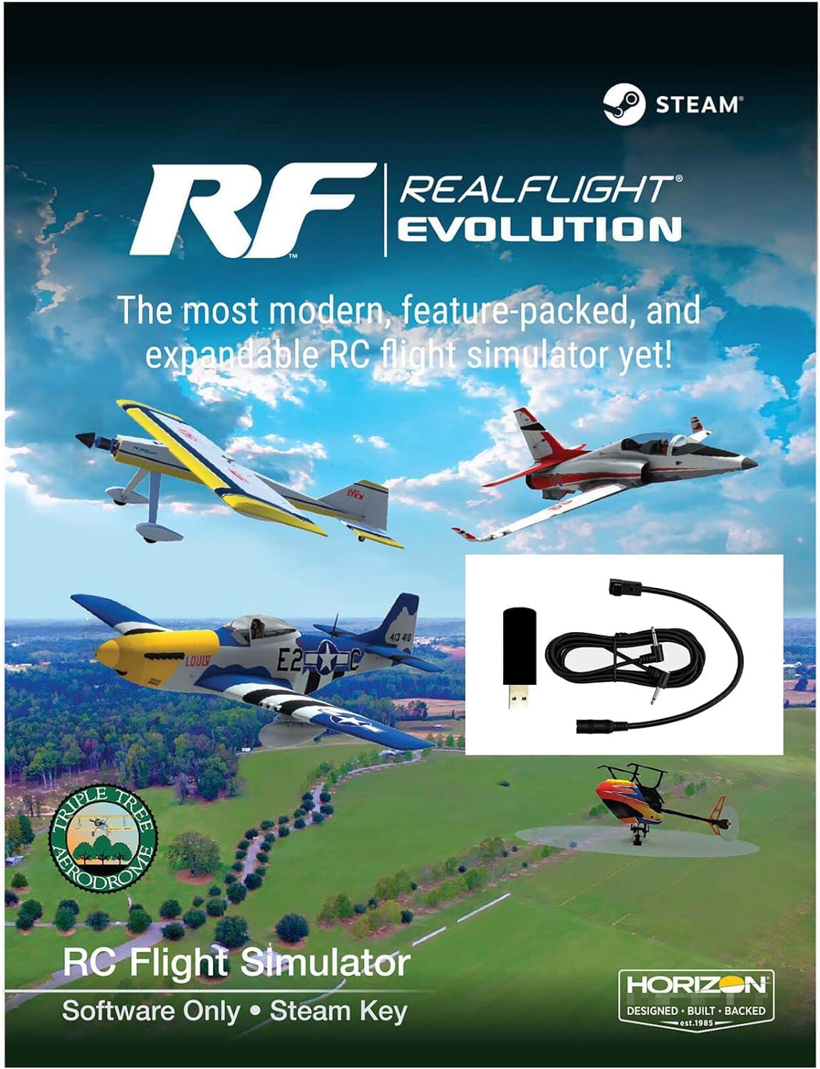 MALTA Real Flight Evolution / RF-Evo + USB-IF RC Flight Simulator STEAM Version + USB Interface for Connecting Transmitter