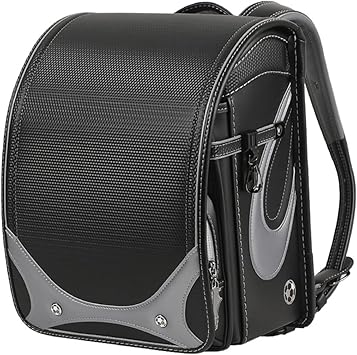 Star-Wind Randoseru Ransel backpack automatic Japanese school bag boys girls leather light weight Rain CoverBlack*Silvery