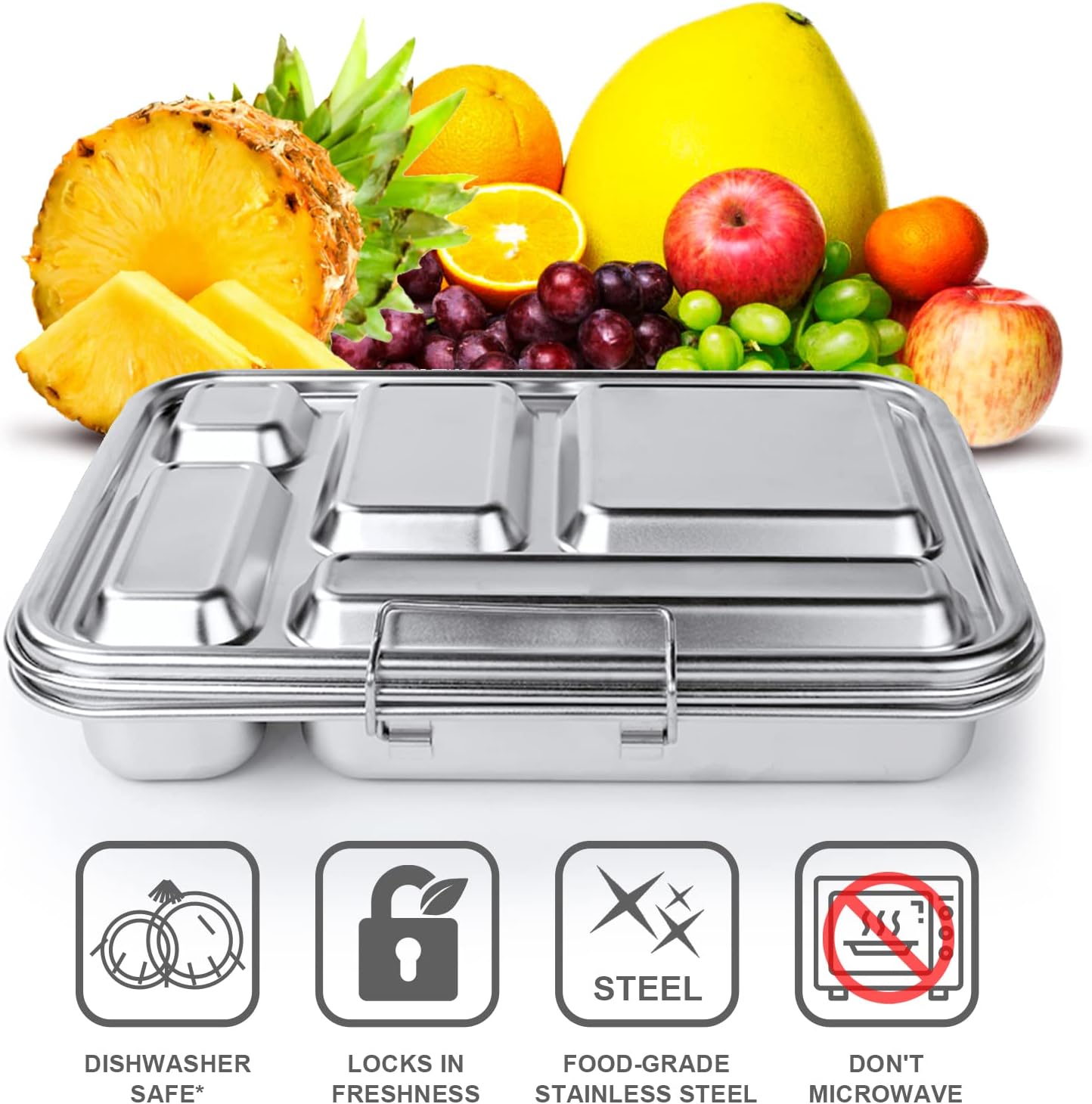 Onе-Dау Sаlе: Uр tо 50% оƒƒ Stainless Steel Lunch Box for Adults and Kids - Cnstorm 5 Compartments Bento-Style Kids Ideal Portion Sizes Leak-Proof Lunch Containers, Dishwasher Safe, BPA-Free Bento Boxes for Adults Teens