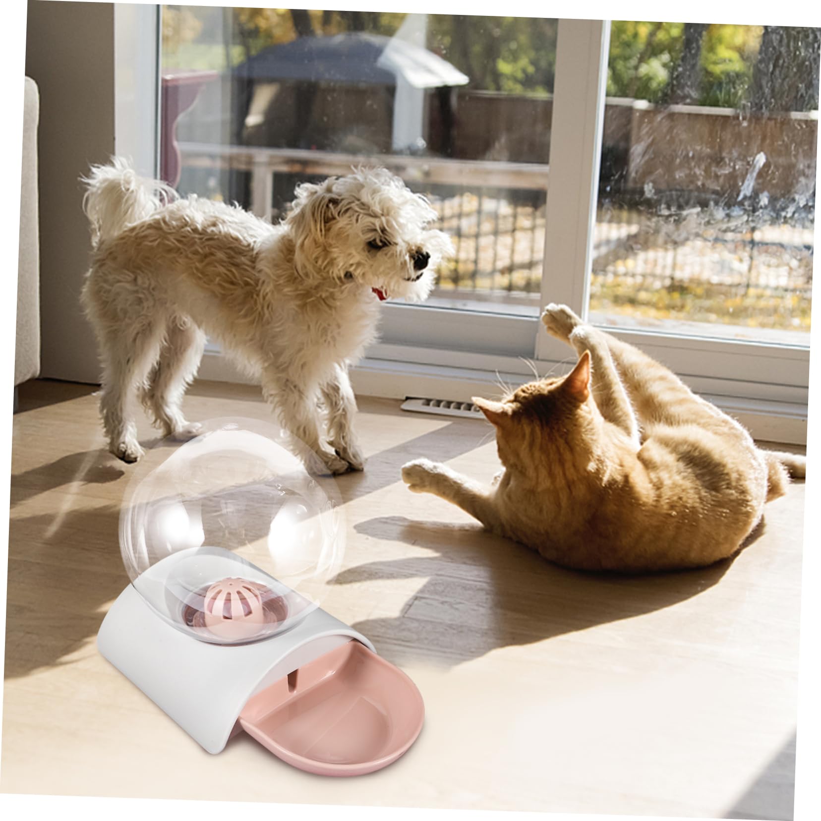 Automatischer Wasserspender für Hunde Hunde Wassernapf mit 2,8 L Fassungsvermögen Abnehmbar für Zuhause und Draußen Rosa