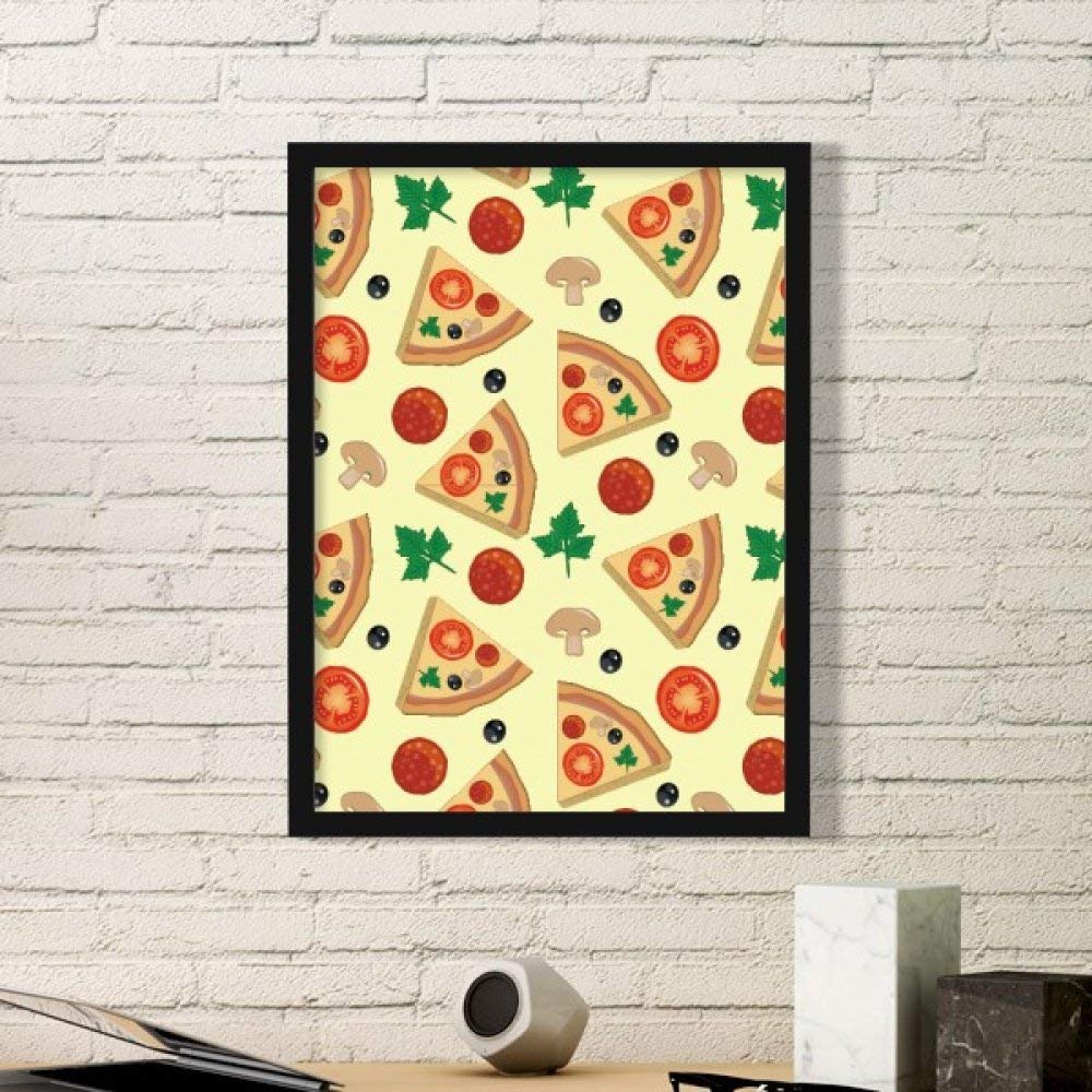 Cadre photo bois noir rectangulaire décoration maison peinture pizza italienne tomate