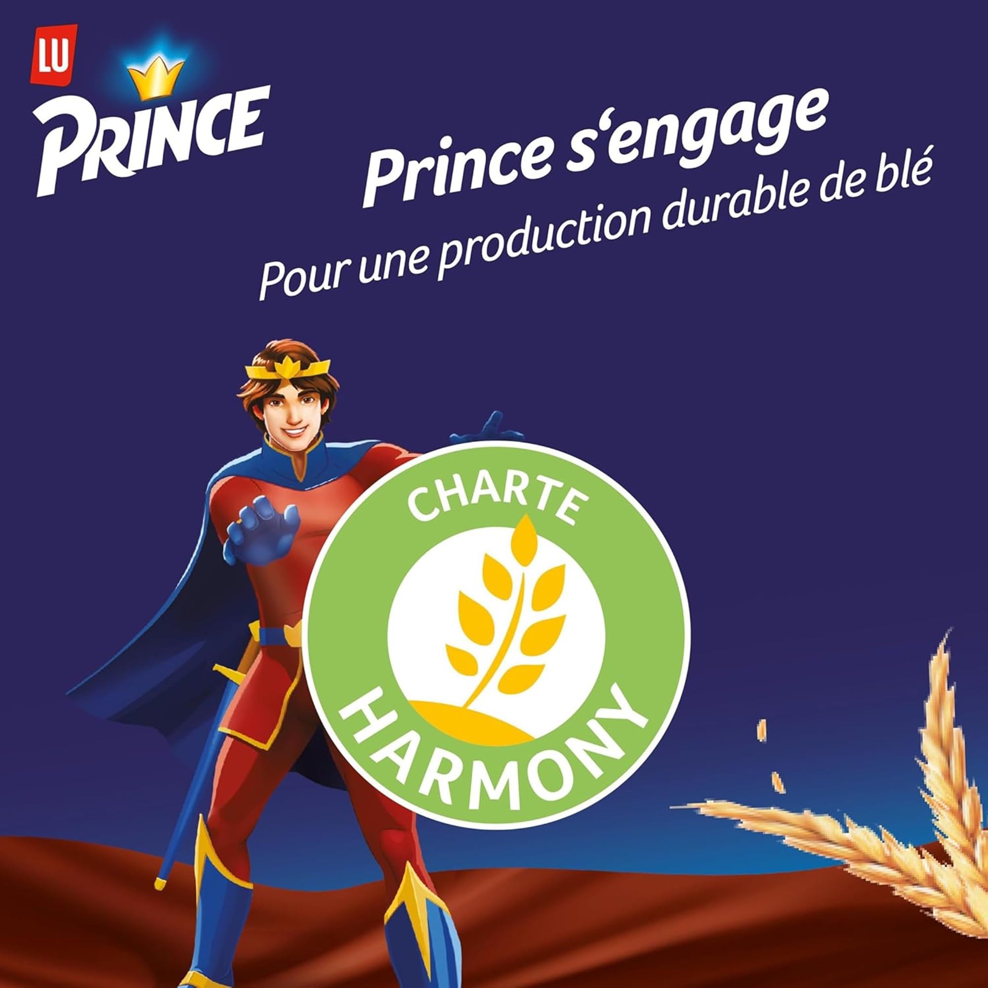 LU - Prince Maxi Gourmand - Biscuits Fourrés Goût Chocolat - Idéal Goûter, Petit Déjeuner, Snack - Lot de 12 Paquets de 250 g