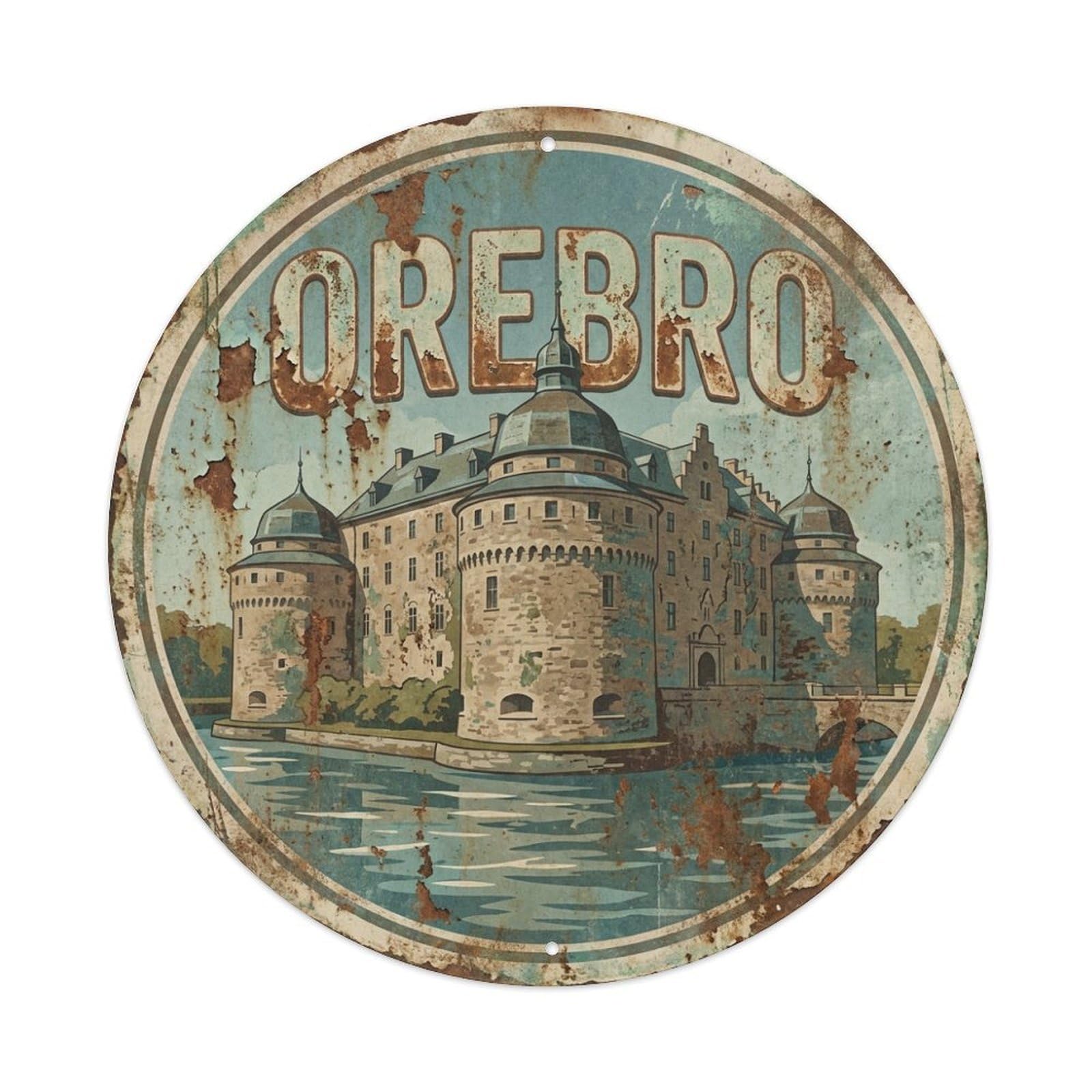 Metal Tin Sign Sweden Retro Travel Orebro