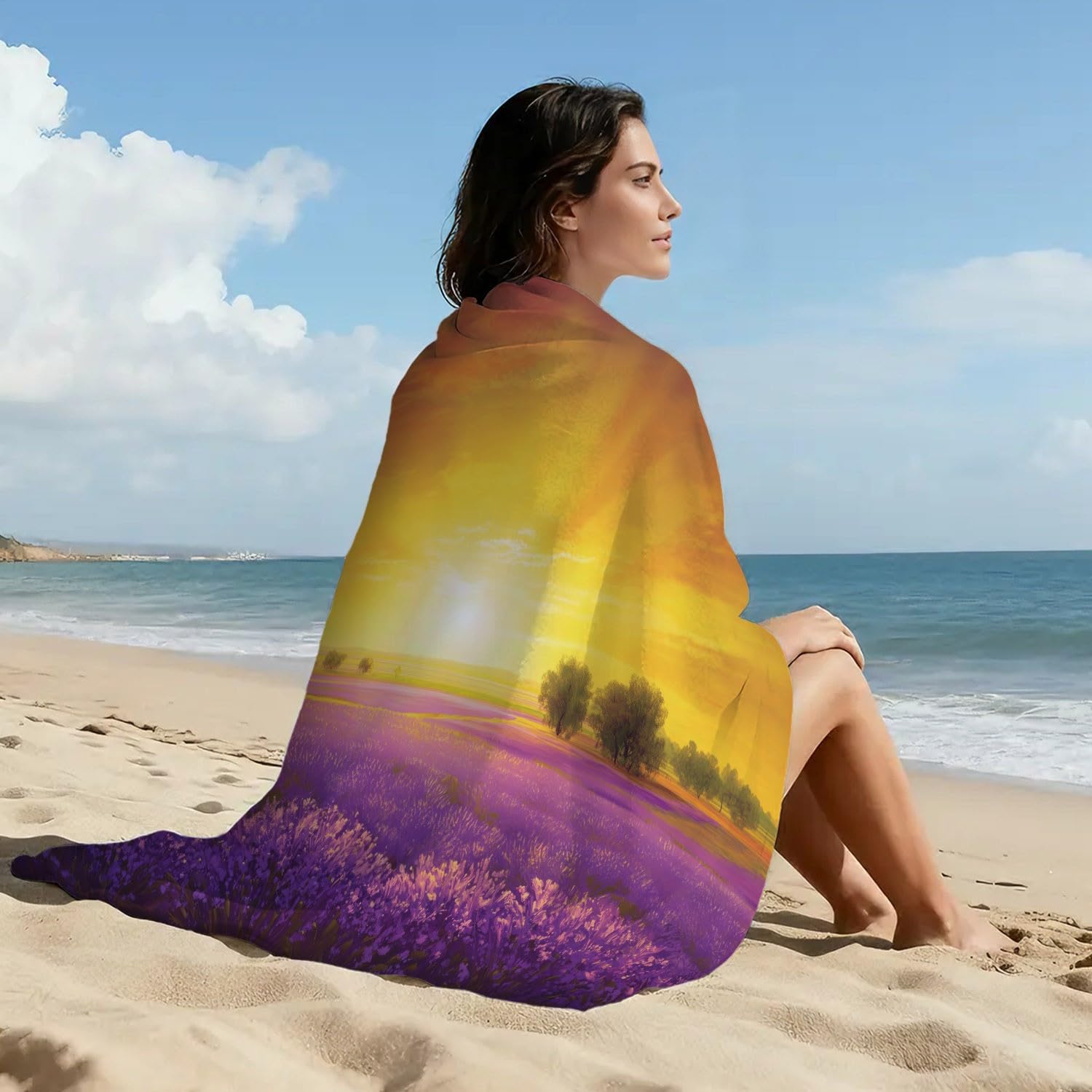 Générique Drap de Plage Anti Sable Sechage Rapide 180 cm x 90 cm Fantaisie Calme Serviette de Plage Microfibre Vintage Mystique Élégant Exquis Animaux Lapin Absorbante Super Couverture de Plage