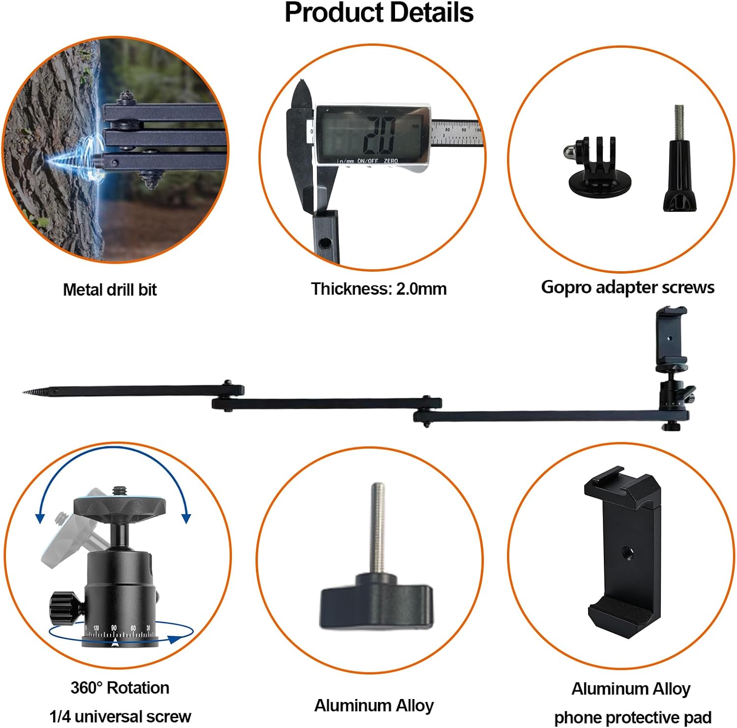 Tree Stand Phone Mount for Hunting,Camera Arm for Hunting,Treestand Phone Holder for Self Filming Hunts, Compatible Gopro,Trail Camera, iPhone, Mevo Start