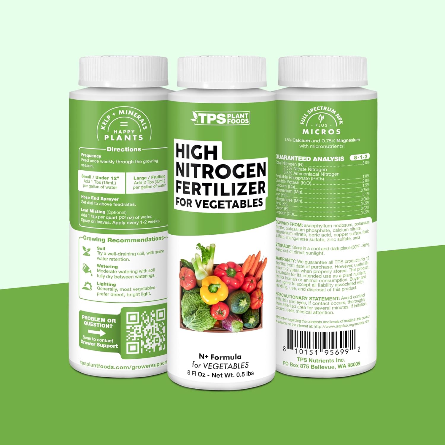 High Nitrogen Fertilizer for Vegetables – Liquid Plant Food for Vigorous Leafy Growth, Strong Stems & Higher Garden Productivity, 1 Gallon