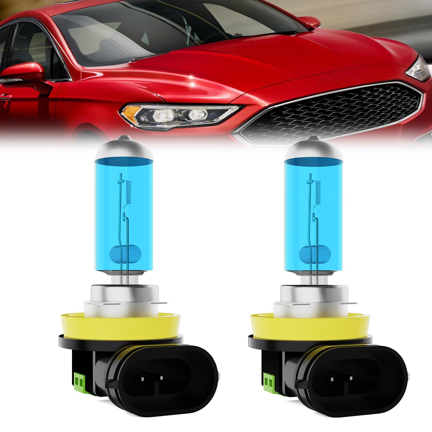 Fog Light Bulbs Fit For Ford Fusion 2006-2018, H11 Fog Lights Halogen Bulb, 6000K White Light, Plug and Play, Pack of 2