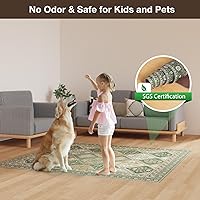 Vista 5 de Floor Mat for Home 5×7ft, Easy Clean Plastic Rug-Like Pattern Area Mat for Living Room, Waterproof Vinyl Area Rug for Under Kitchen Table, No Slip