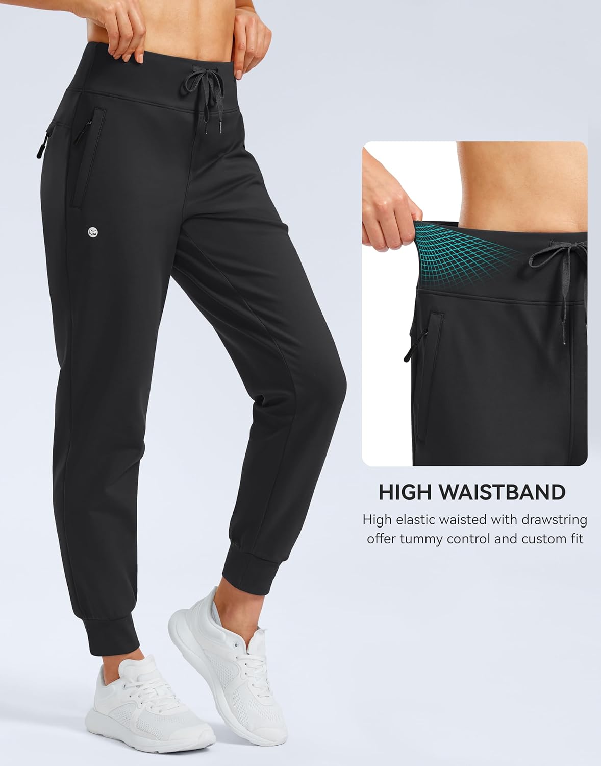 G Gradual Women's Fleece Lined Joggers Water Resistant Hiking Pants High Waisted Winter Thermal Sweatpants 3 Zipper Pockets - Image 4