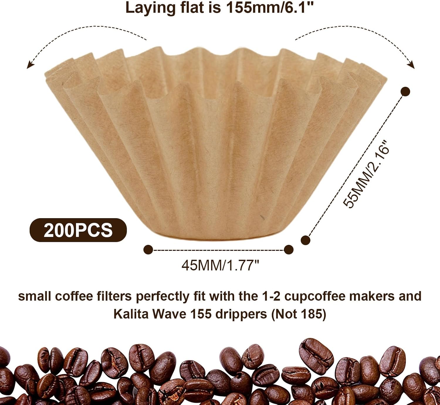 Coffee Filter Paper Compatible with Kalita Wave Dripper 155 Series