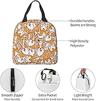 Vista 7 de Corgi - Lonchera aislada para perros, reutilizable, para adolescentes, niñas, mujeres, hombres, escuela, picnic, oficina, trabajo