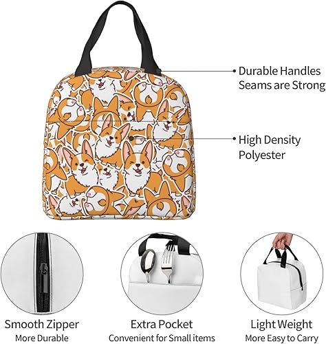 Miniatura 7 de Corgi - Lonchera aislada para perros, reutilizable, para adolescentes, niñas, mujeres, hombres, escuela, picnic, oficina, trabajo