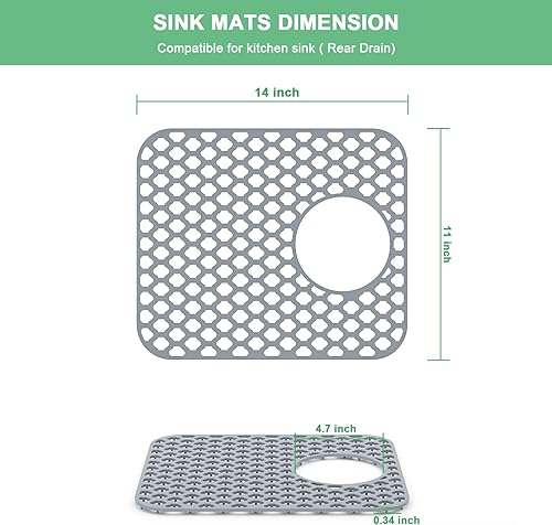 Miniatura 6 de Sarlai - Protectores de fregadero de silicona para cocina (2 unidades) - Tapete de drenaje trasero de 13 58 x 11 58 pulgadas, rejilla para la parte