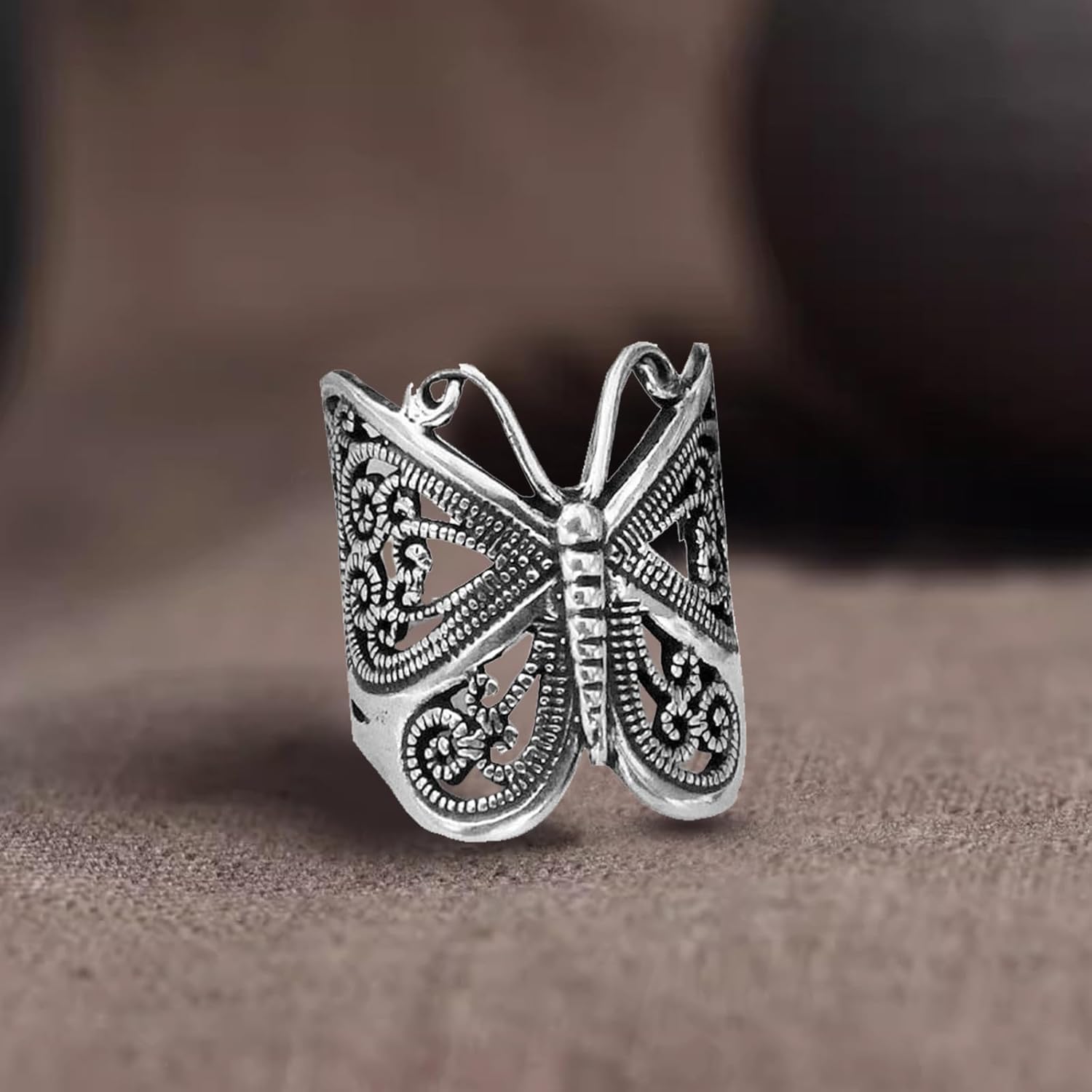 EVKILKJS Vintage Butterfly Rings for Women Alloy Butterfly Finger Rings Adjustable Butterfly Knuckle Ring Jewelry Gift for Women - Image 4