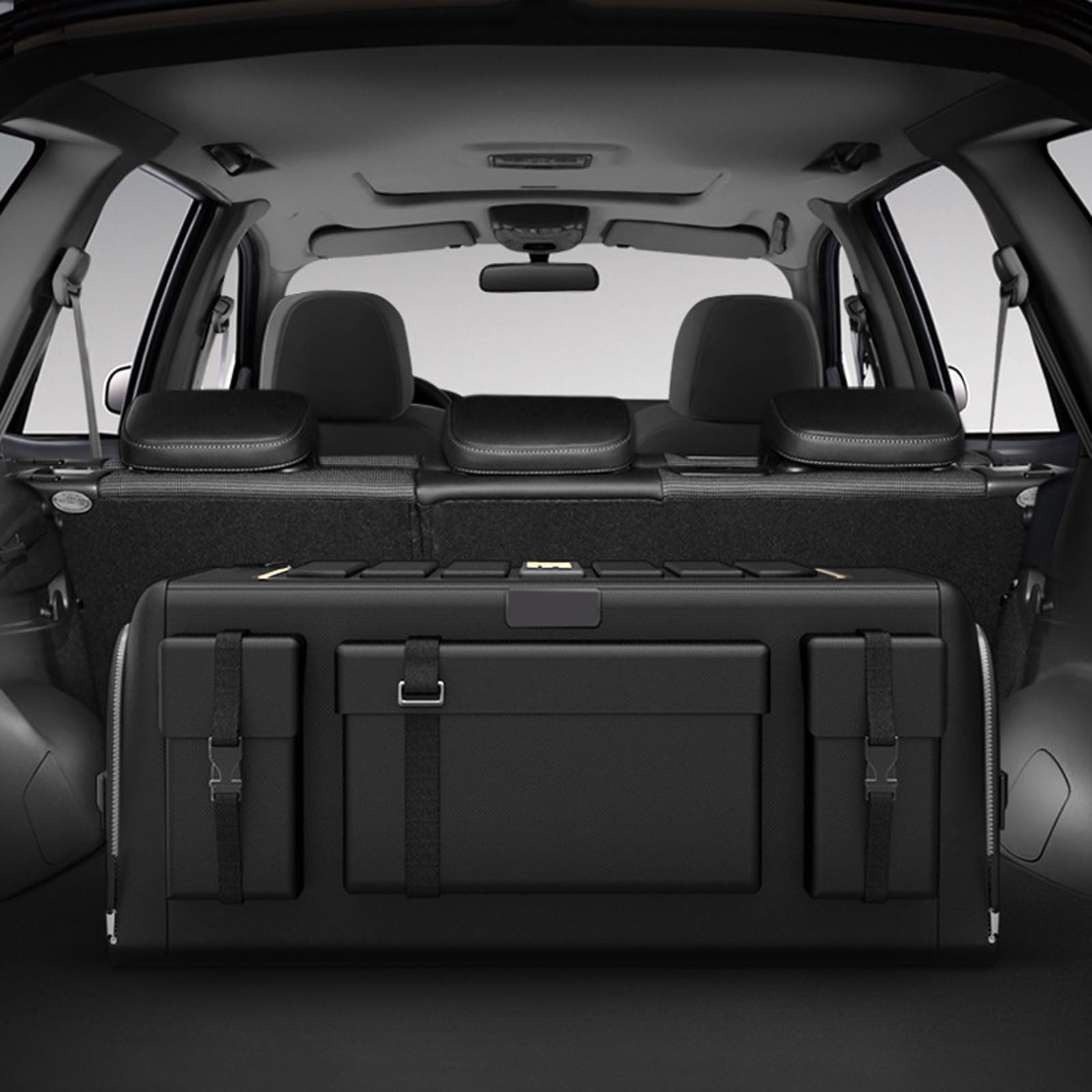 Organizador De Maletero De Coche, Organizador De Maletero Coche Y SUV, Organizador De Maleteros, 70l, Impermeable Y Antideslizante, con Multibolsillo, Negro,70L