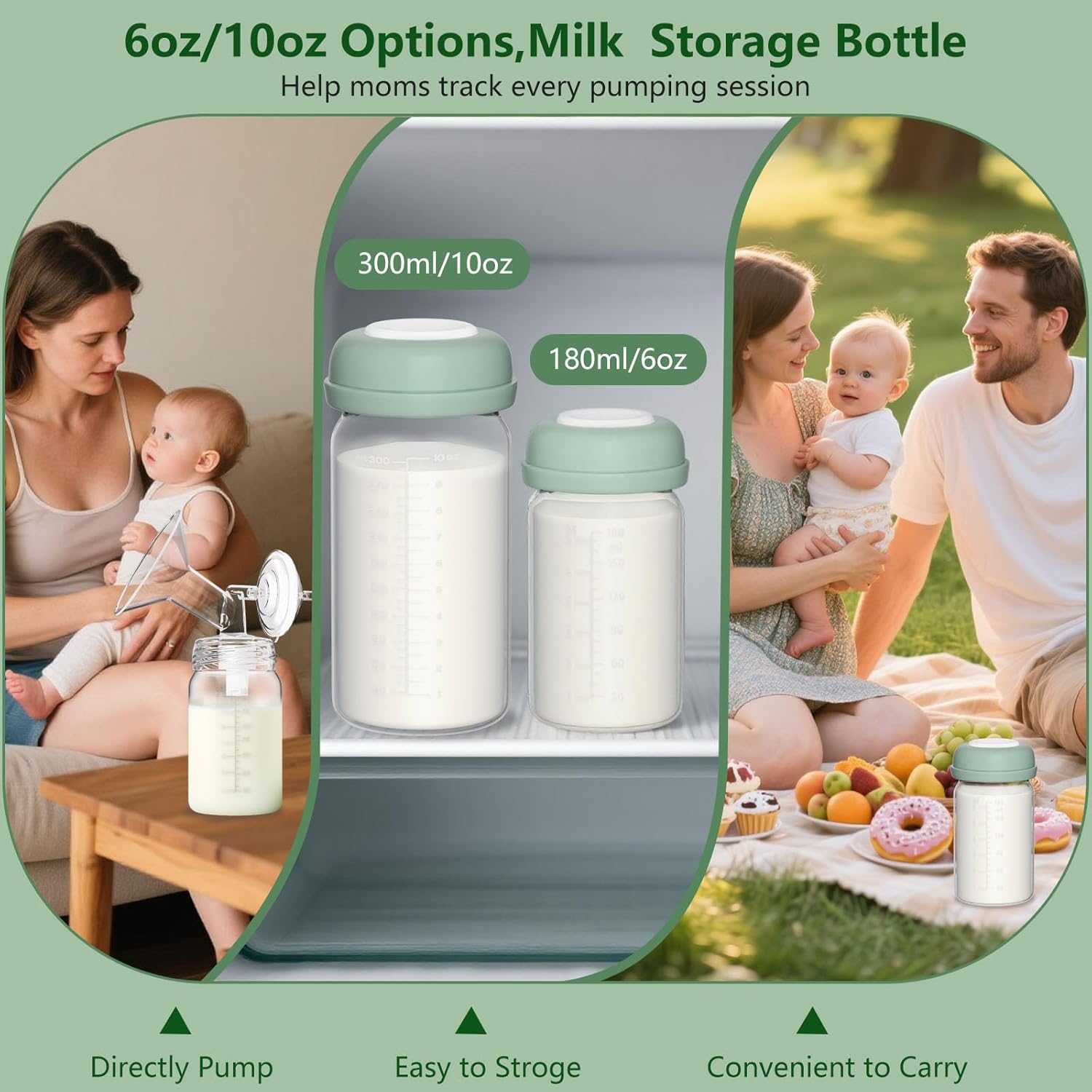 BDICOVE Breastmilk Storage Bottles Collection Bottles, 10oz Wide-Neck Breast Milk Container Compatible for Spectra S1 S2 SG Motif Luna Breast Pumps, Fit for 22oz Breast Milk Cooler & Fridge, 4 Packs - Image 7