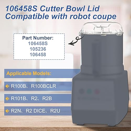 Miniatura 3 de 106458S Cutter Bowl Lid Compatible with robot coupe R2R2BR2 DICER2NR101B Commercial Cutter Mixer for Dining Room,Hotels