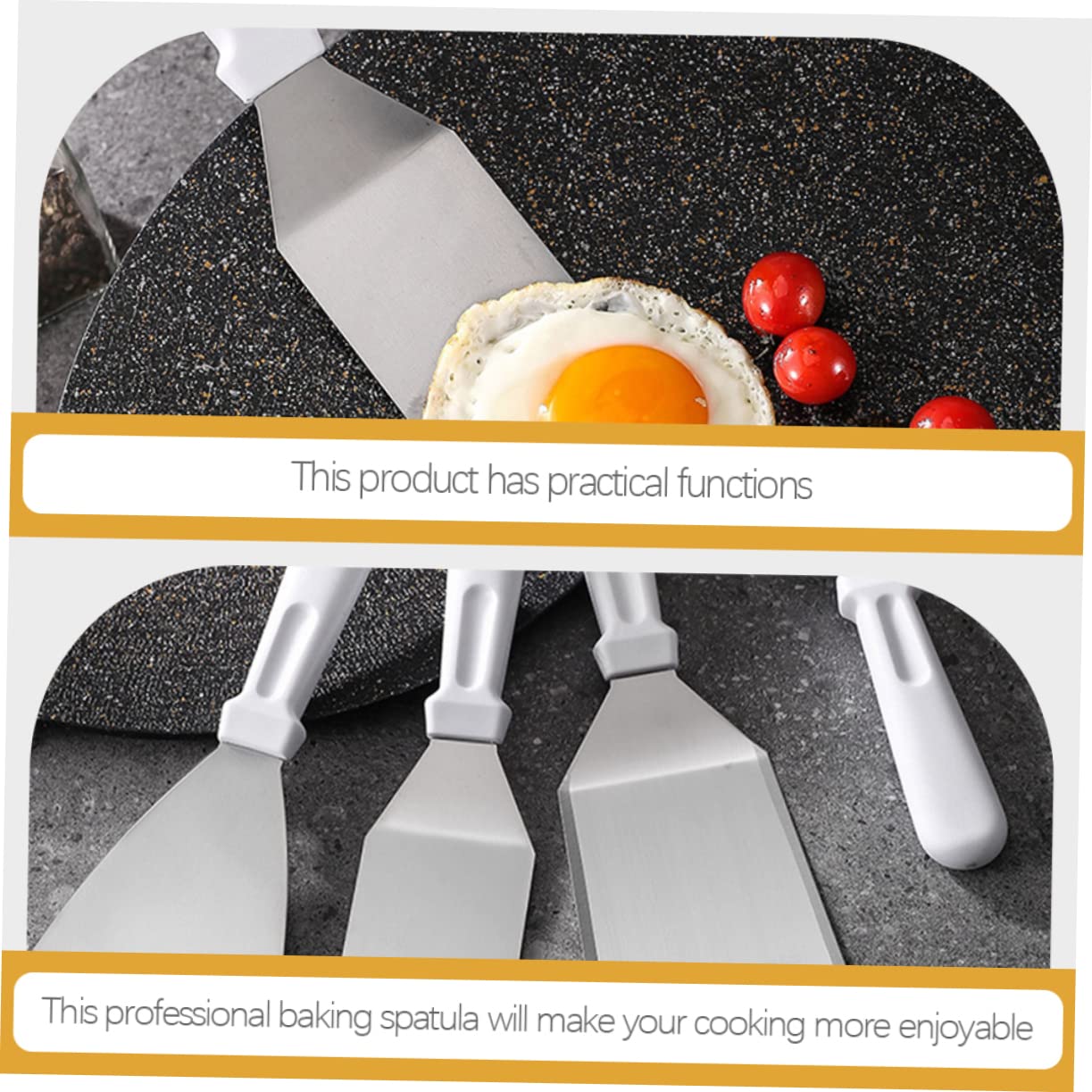 Sosoport 4pezzi Spatola per Bistecca in Acciaio Inox Spatola da Cucina per Friggere Bistecca Strumento di Cottura Antiaderente Facil Pulire Riporre