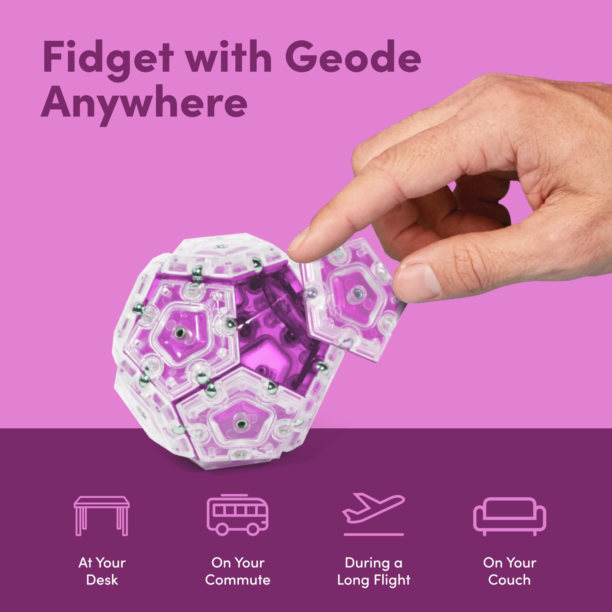 Speks Geode Magnetyczna zabawka fidget, sensoryczna zabawka na biurko dla dorosłych i nastolatków od 14+, prezent łagodzący stres, kula, kwarc