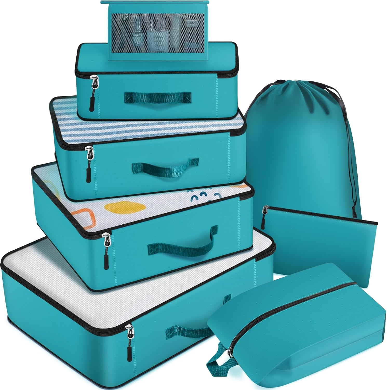 8 Set Packing Cubes for Suitcases with 3 Mesh Clothes Bags