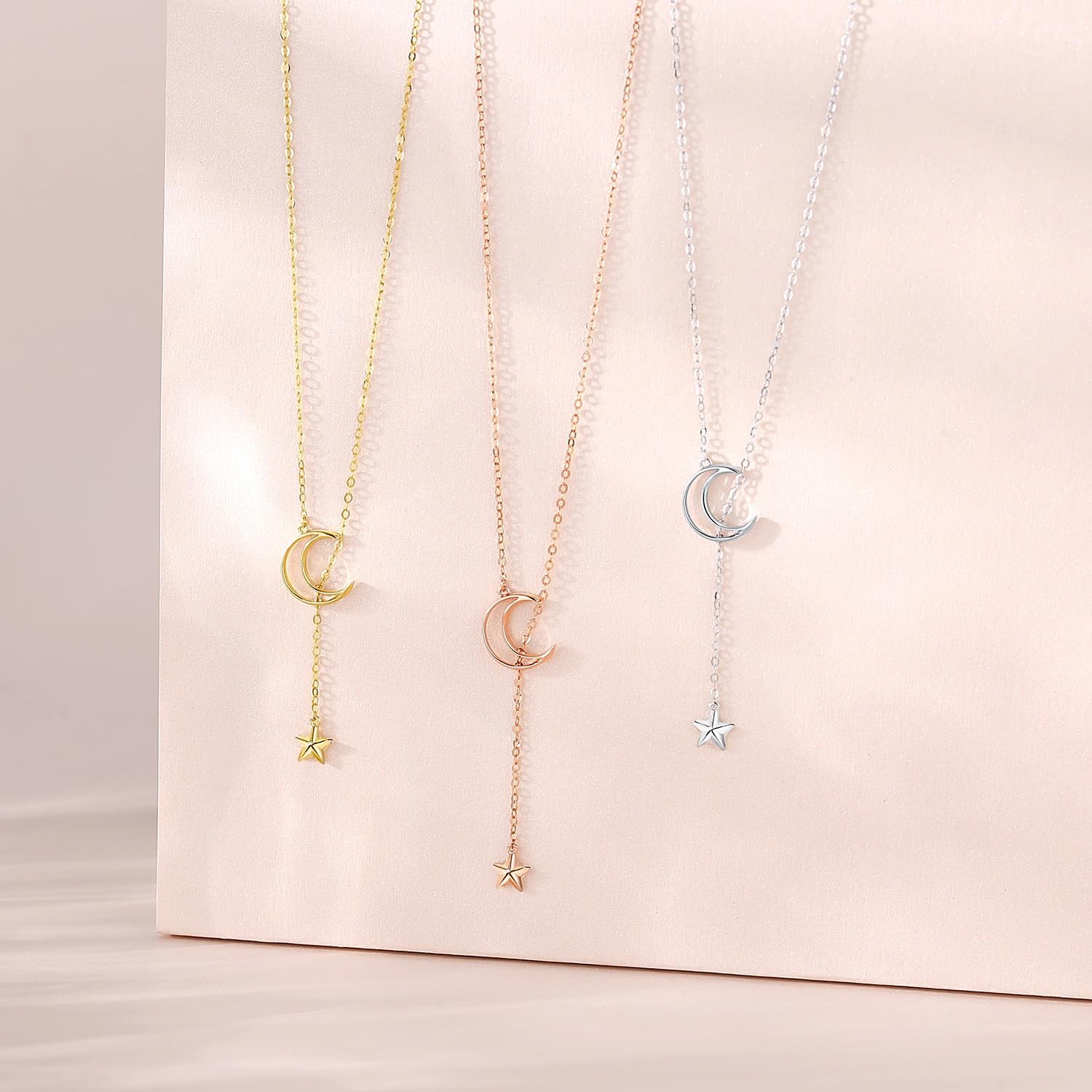 K18 イエローゴールド ネックレス レディース 月と星 三日月ペンダント