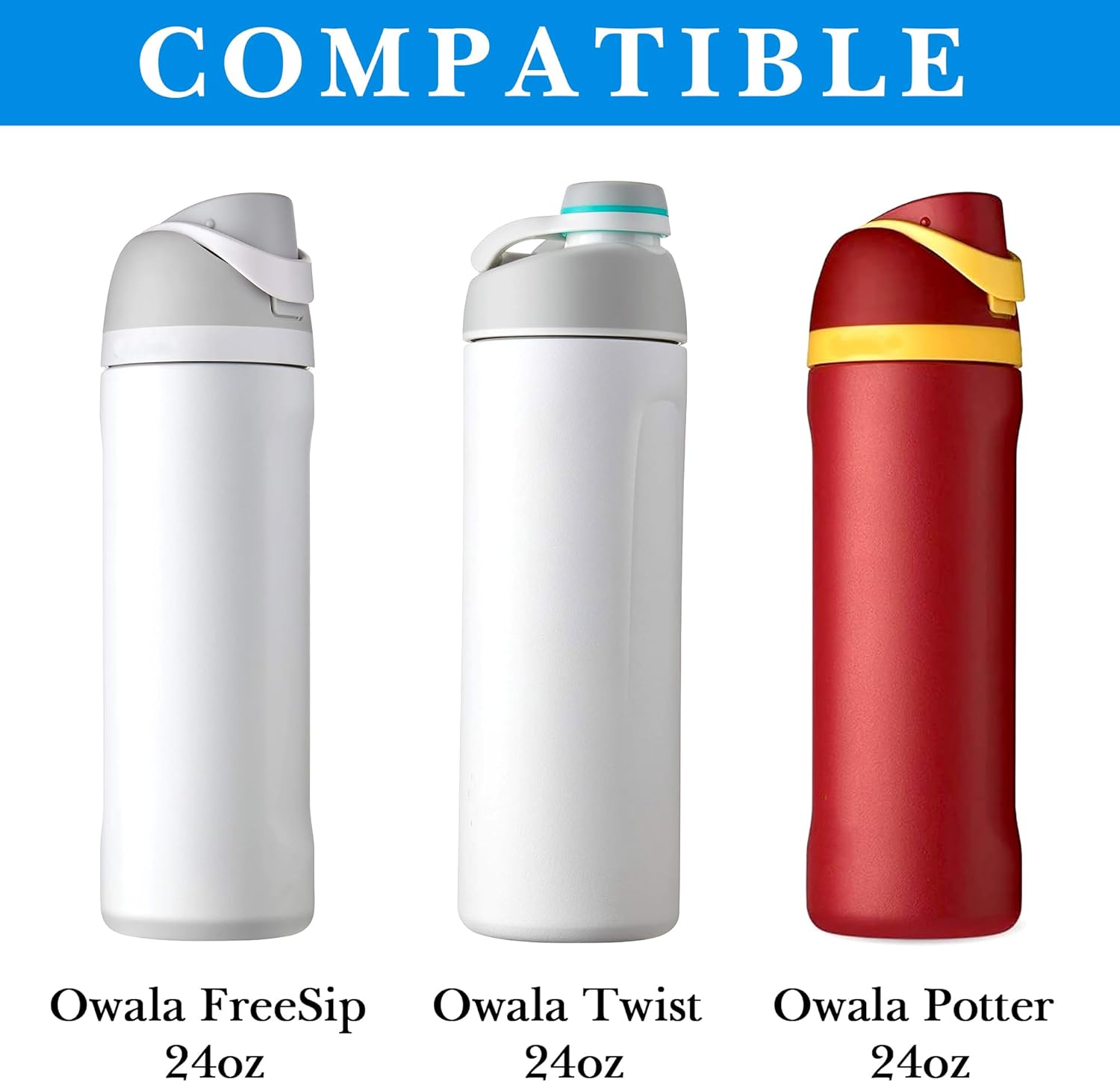 Linkidea Water Bottle Carrier with 2 Strap Compatible with Owala FreeSip 24oz, Waterbottle Sling Bag Holder, Shoulder Strap with Mesh Phone Pocket (Blue) - Image 2