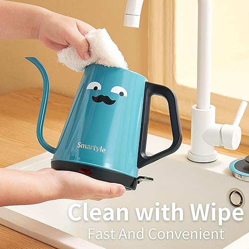 Miniatura 6 de Hervidor eléctrico de cuello de cisne, 1.0L colorido hervidor de té eléctrico de acero inoxidable, hervidor de agua caliente de dibujos animados de