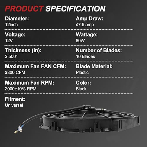 Vista 59 de JDMSPEED Nuevo 14 "pulgadas universal delgado ventilador push pull radiador eléctrico enfriamiento 12V kit rojo
