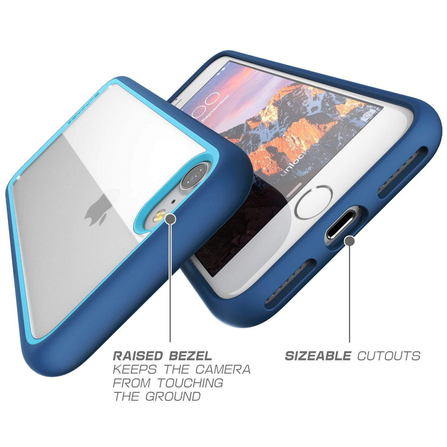 SUPCASE Hülle für iPhone SE 2022 5G, iPhone 7 / iPhone 8 / iPhone SE 2020 Handyhülle Bumper Case Transparent Schutzhülle [Unicorn Beetle Style], Blau