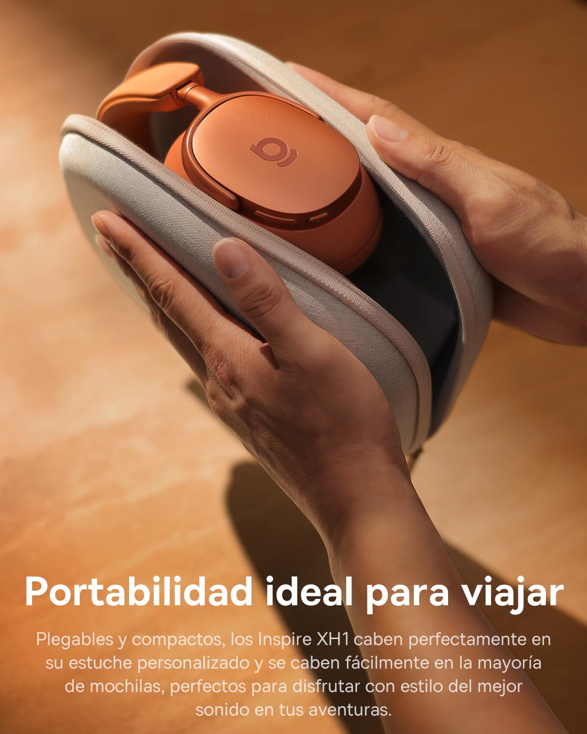 Baseus Inspire XH1 Auriculares inalámbricos Noise Cancelling, Sound by Bose, Comodidad Cloud, Dolby Audio y Hi-Res para un Sonido Increíblemente Dinámico, Autonomía de 100 h, Coral Atardecer